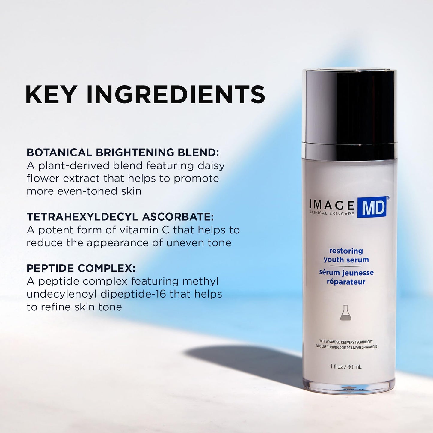 IMAGE Skincare MD Restoring Youth Face Serum, with Vitamin C and Hyaluronic Acid, 1 Fl Oz