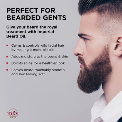 MKS eco for Men Imperial Beard Oil, Sandalwood Scent - 2 fl oz - Calms & Controls Facial Hair, Adds Shine, Moisturizes Skin - With Hemp Seed Oil & Argan Oil - Vegan, Cruelty Free