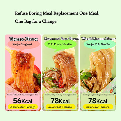 Konjac Spaghetti,3 Flavors Cold Skin & Cool Noodles & Pasta Combo,with Sauce Bag and Fork,Low Calorie,for Quick Dinner Meals(3 Bags,347g)