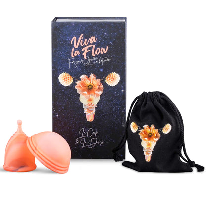 La Cup & Menstrual Disc Pack | Premium Medical Grade Silicone Designs - Menstrual Cups & Disc (Disc Requires No Suction) Fuzzy Peach (Size A)