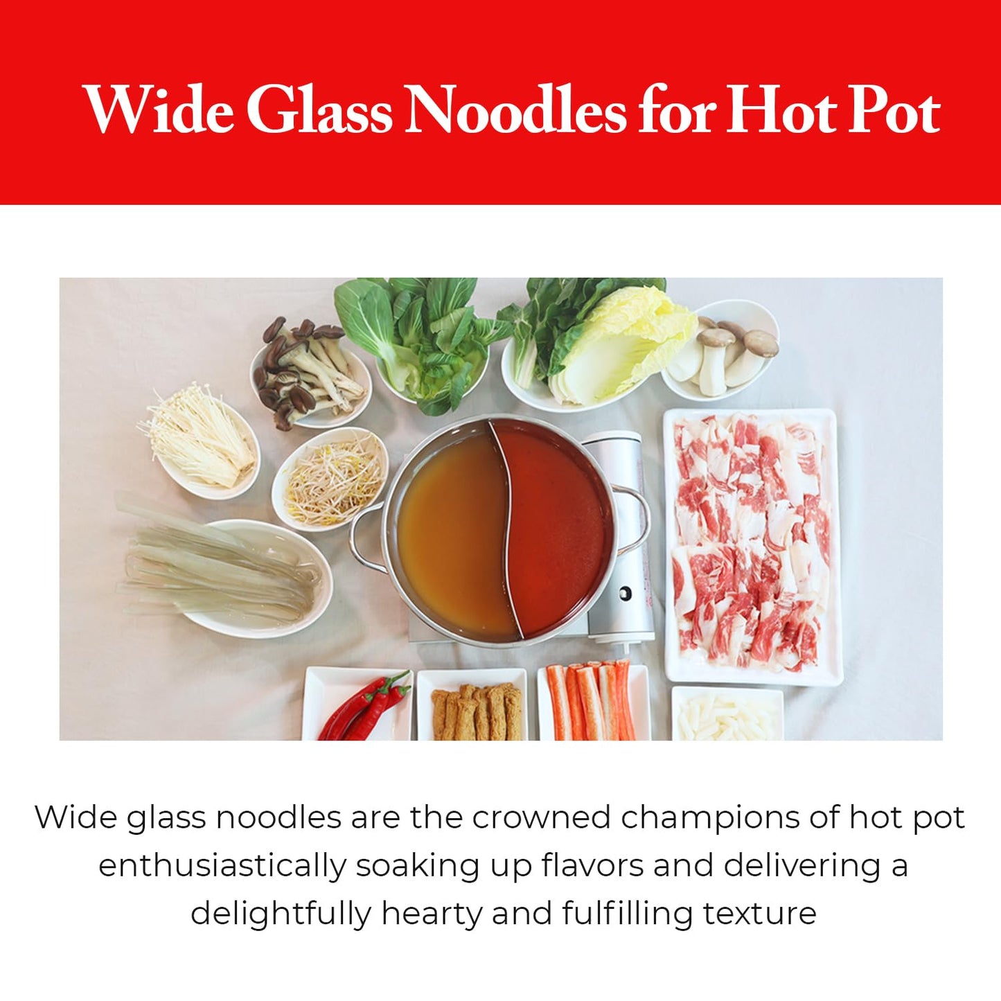 Wang Wide Glass Noodles - Korean Sweet Potato Glass Noodles for Japchae & Hot Pot - Sweet Potato Starch - Gluten Free, Vegan - Pack of 1 (10.58 oz)