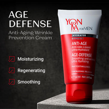 Yonka Mens Age Defense Moisturizer | Anti-Aging Daily Face Lotion for Dry and Mature Skin | Prevent Wrinkles with Nutrient Rich Creme | 1.69 fl oz