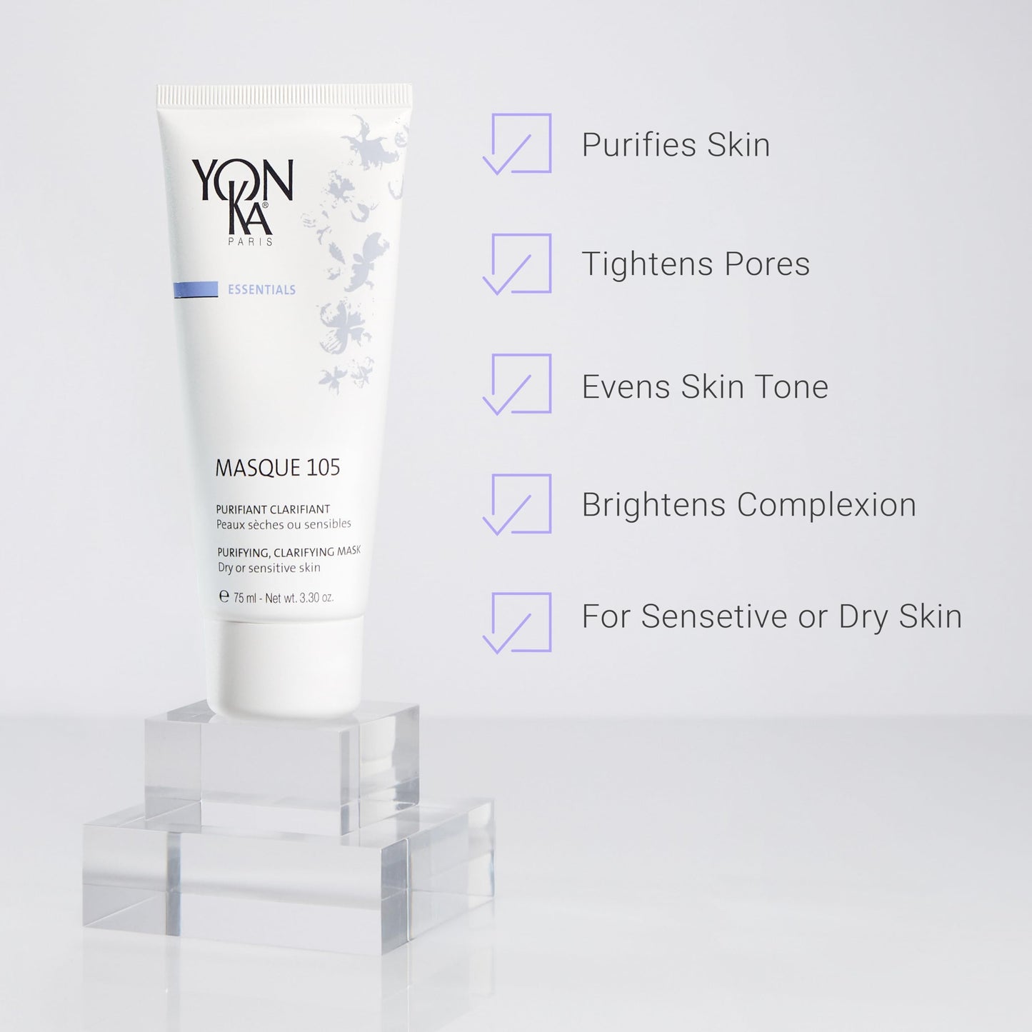Yonka Essentials Masque 105 | Clarifying and Purifying Face Mask | Weekly Treatment for Dry and Sensitive Skin | Hydrates While Tightening Pores and Purifying Skin | 3.30 oz