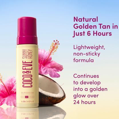 Coco & Eve Sunny Honey Bali Bronzing Self Tanner Mousse - (Dark) All Natural Sunless Tanning Mousse | Instant Self Tanning with Bronzer and Skin Moisturizer (6.7 fl oz)