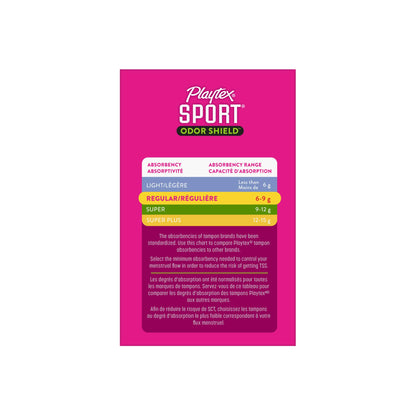 Playtex Sport Odor Shield Tampons, Regular Absorbency, Unscented - 32ct (Pack of 2)