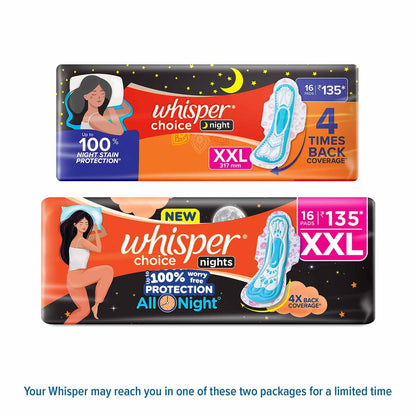 Whisper Ultra Overnight Sanitary Pad For Women With Wings - Xxl Plus, 16 Pads