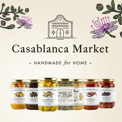 Casablanca Market Moroccan Capers Non Pareil — Handpicked, Premium Capers Jar in Pure Brine — Non-GMO, Plant-Based, Kosher, Halal-Friendly, No Preservatives — For Pasta, Sauces, Meat & More, 1-Pack