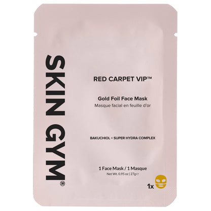 SKIN GYM Gold Foil Face Mask - With Bakuchiol and Super Hydra Complex With Sodium Hyaluronate and Amino Acids- Soothing, Anti Aging, Depuffing and Anti Wrinkle, 1 Pack