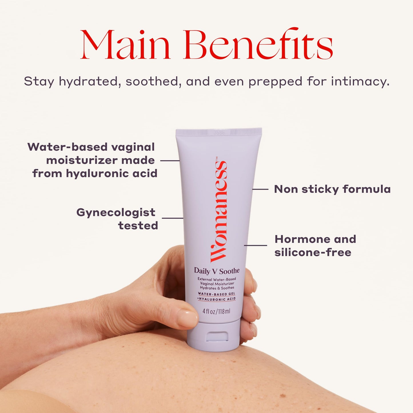 Womaness Daily V Soothe - Vaginal Moisturizer for Vaginal Dryness & Moisture - External Hyaluronic Acid Gel for Vaginal Wetness - Silicone-Free, Estrogen & Hormone-Free Vaginal Health Support - 4oz