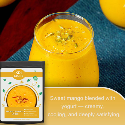 KDI Store Mango Sweet Lassi, Ready to Eat Freeze-Dried Yogurt Drink Mix, 65g, USDA Organic Certified