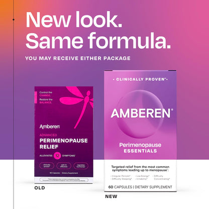 Amberen Perimenopause, Peri-Menopause Multi-Symptom Relief, Vitamin B, Vitamin E & Antioxidants Supplement, Helps Support Hormone Balance, Hot Flashes & Night Sweats, Supplements for Women, 180 Count