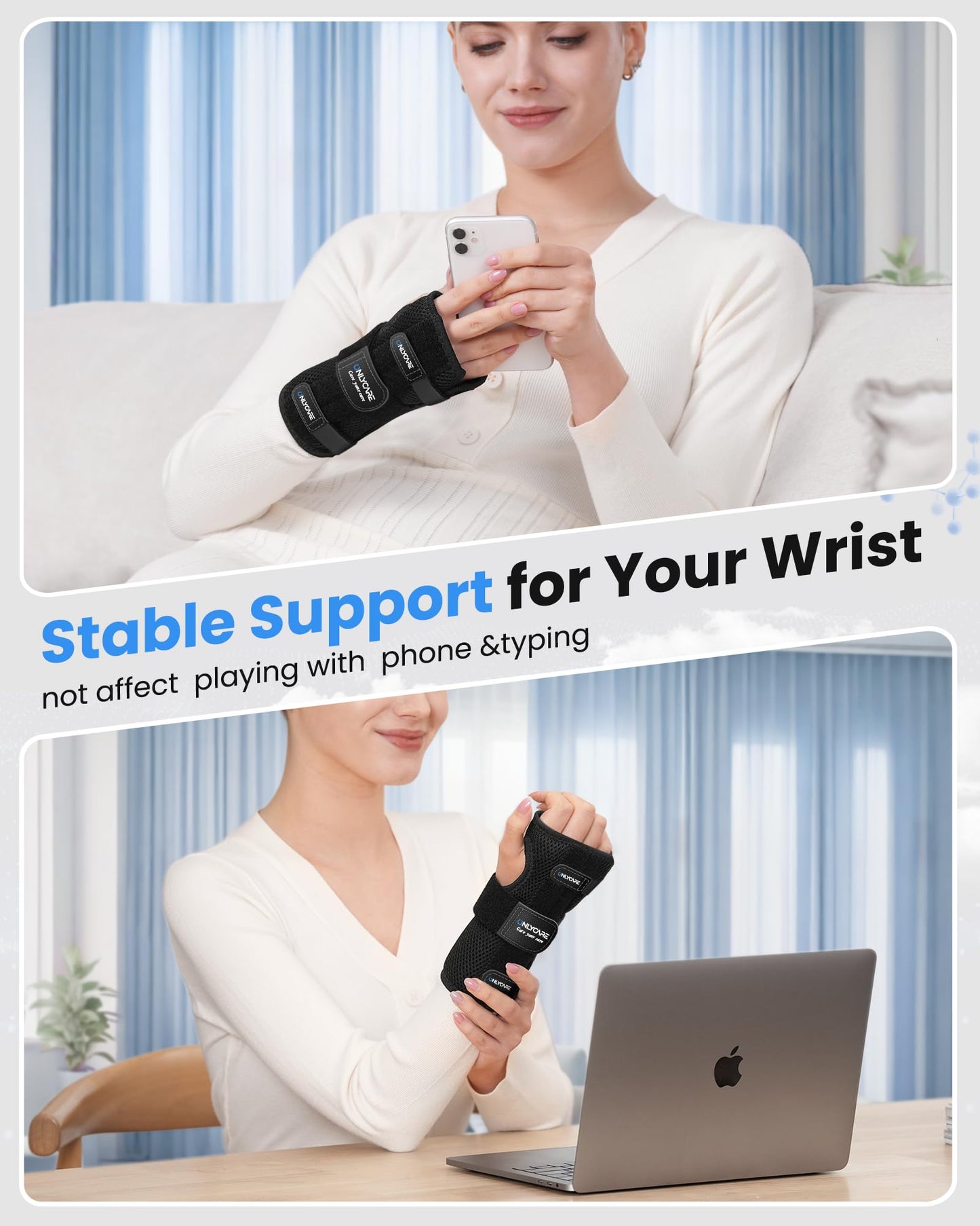 ONLYCARE FSA HSA Carpal Tunnel Wrist Brace Fit Right Hand, Adjustable Wrist Wraps Night Support, Metal Splint Stabilizer Relief Pain for Women Men, Hand Brace for Sprain, Arthritis, Tendonitis, S
