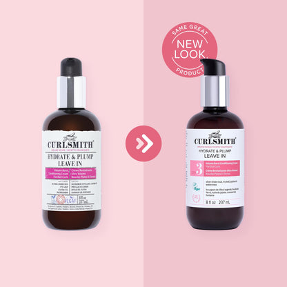 CURLSMITH Hydrate & Plump Leave In Conditioner for Curls, Lightweight Volumizing Conditioner For All Curl Types, Vegan & Cruelty-free (8 oz)