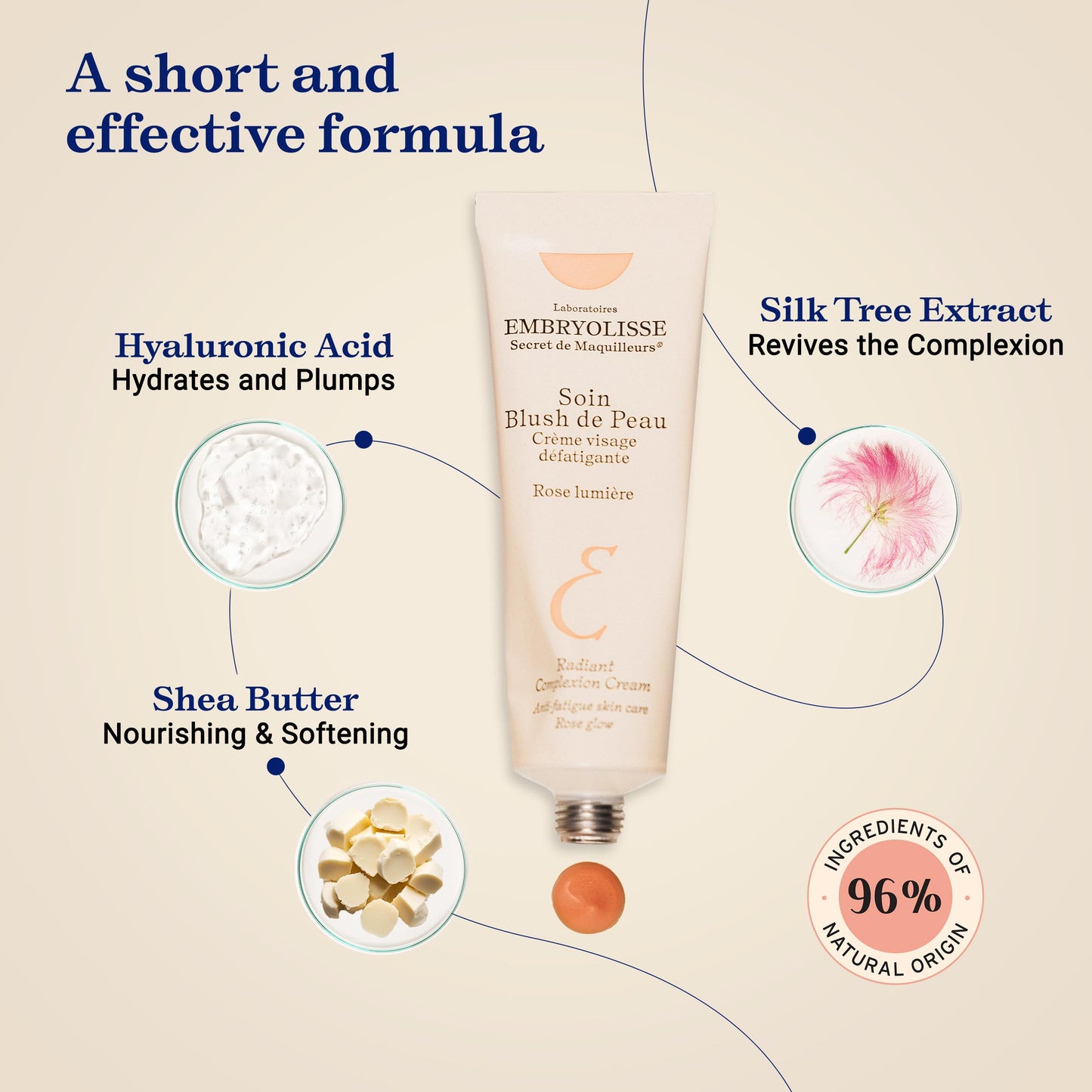 Embryolisse Radiant Complexion Cream. Hybrid Makeup & Face Moisturizer with Hyaluronic Acid & Shea Butter. Illuminating Care for Glowing Skin, 1.01 Fl.Oz.
