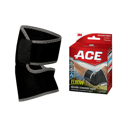 ACE Brand Adjustable Compression Elbow Support, Moderate Support for Weak, Sore or Injured Joints, Adjustable Features, One Size Fits Most