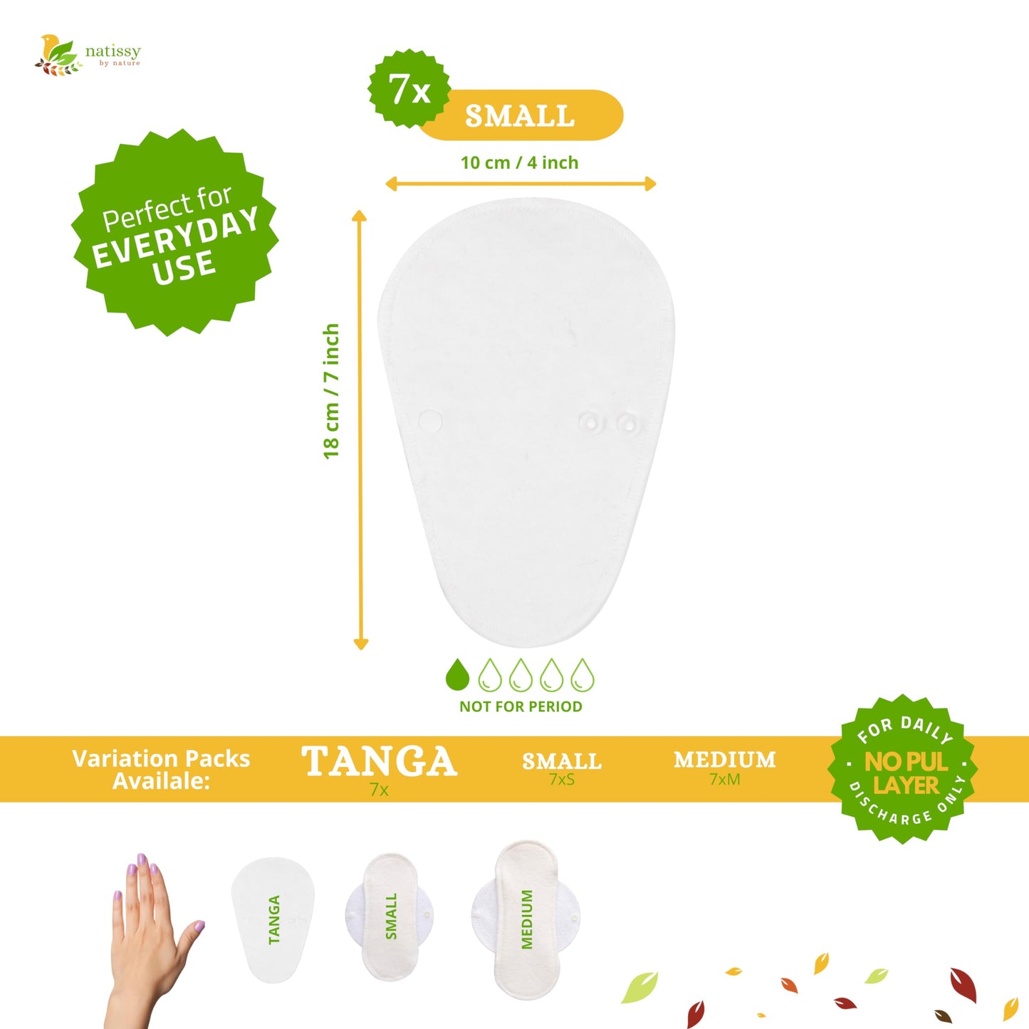 Non Slip Reusable Panty Liners for Women Thong 7-Pack (S) Organic Cotton Panty Liners Reusable & Non Slip Reusable Pads Menstrual Heavy Flow 6-Pack (L+XL) Organic Cotton Cloth Menstrual Pads