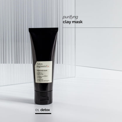 /skin regimen/Lx Charcoal Mask, Purifying Clay Mask, Detoxifies, Absorbs Impurities, Minimizes Pores, Longevity Complex™, Bamboo Charcoal, Clean Beauty, Vegan, Oily Skin, Italy, 2.54 Fl Oz