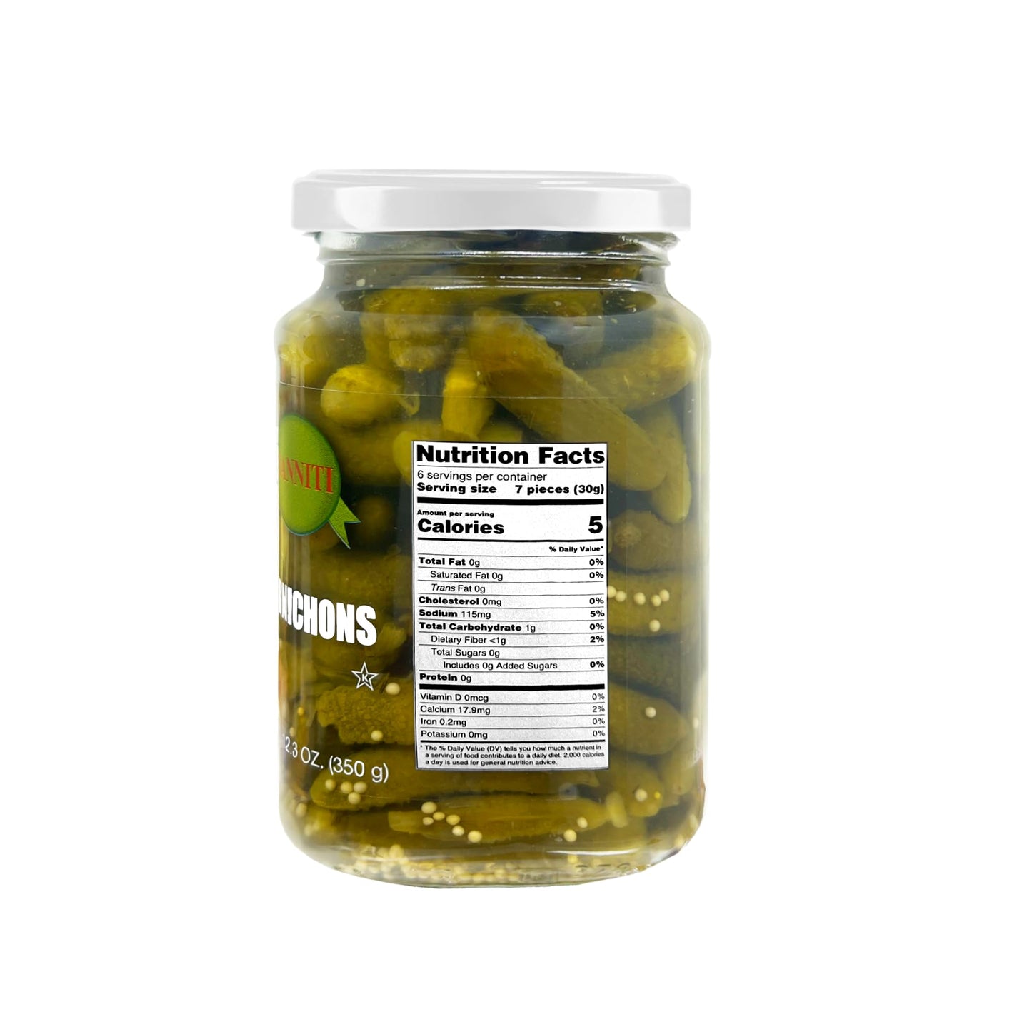 Sanniti Cornichons | Imported from Spain | Perfect for Charcuterie Boards, in a Salad, or as a Snack | Packed in Vinegar and Salt Brine, 12.3 oz (12.3 oz, 1, Count)