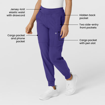Women's Comfort Waist Cargo Jogger Scrub Pant, Grape, 2XS