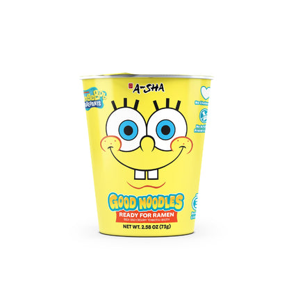A-Sha & SpongeBob Squarepants Good Noodles (6 Pack) | Ready for Ramen (Mildly Spicy Flavor) | Rich and Creamy Tonkotsu Broth | Better For Your Microwaveable Ramen Soup Mix