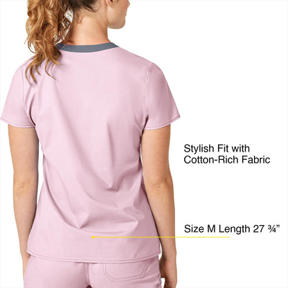 WonderWink Women's WonderFlex Verity V-Neck Top, Rose Blush, XL