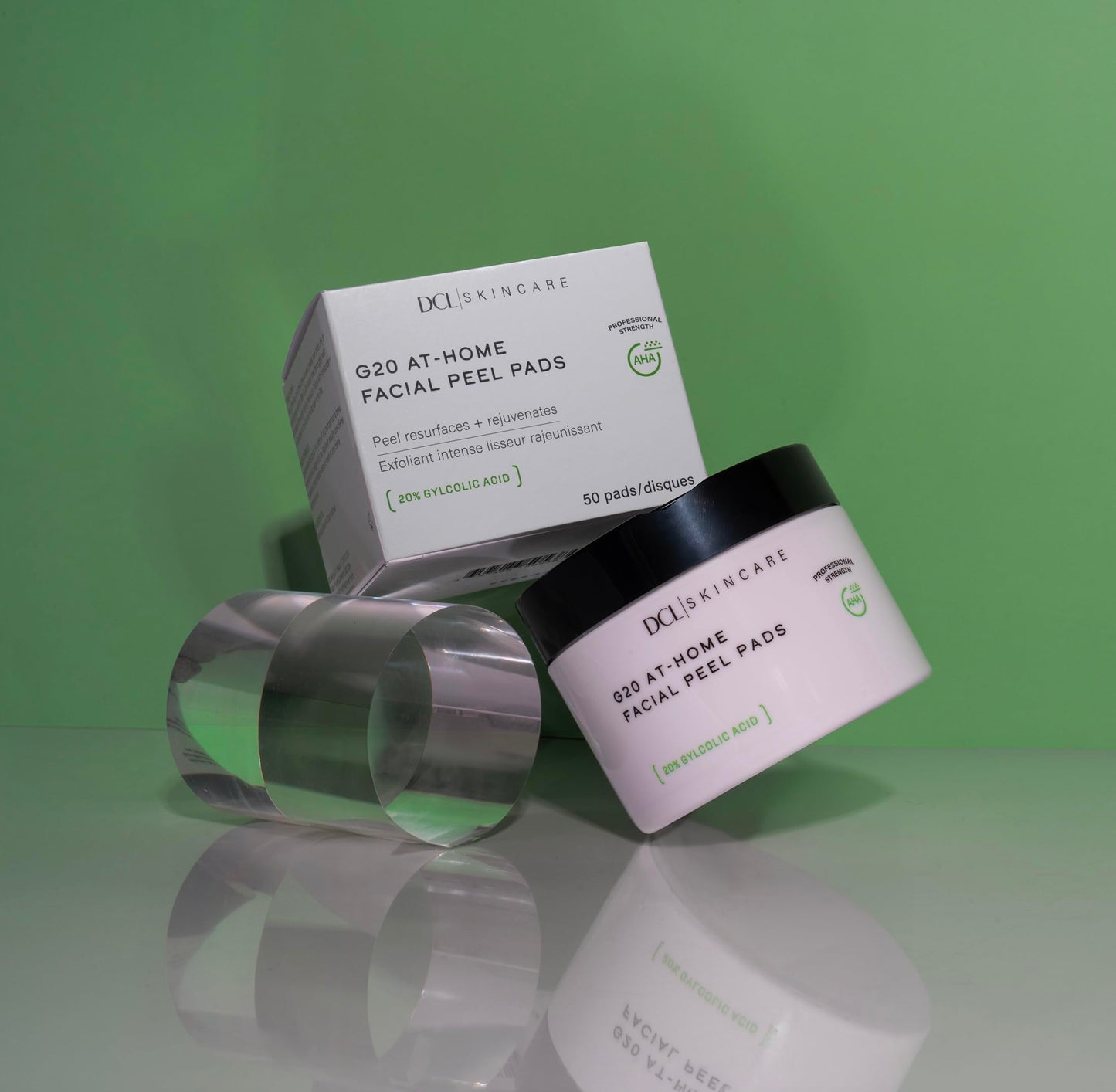 DCL Skincare G20 Glycolic Acid Exfoliating Pads with 20% Glycolic Acid – Skin-Smoothing & Hydrating, 50 Pads