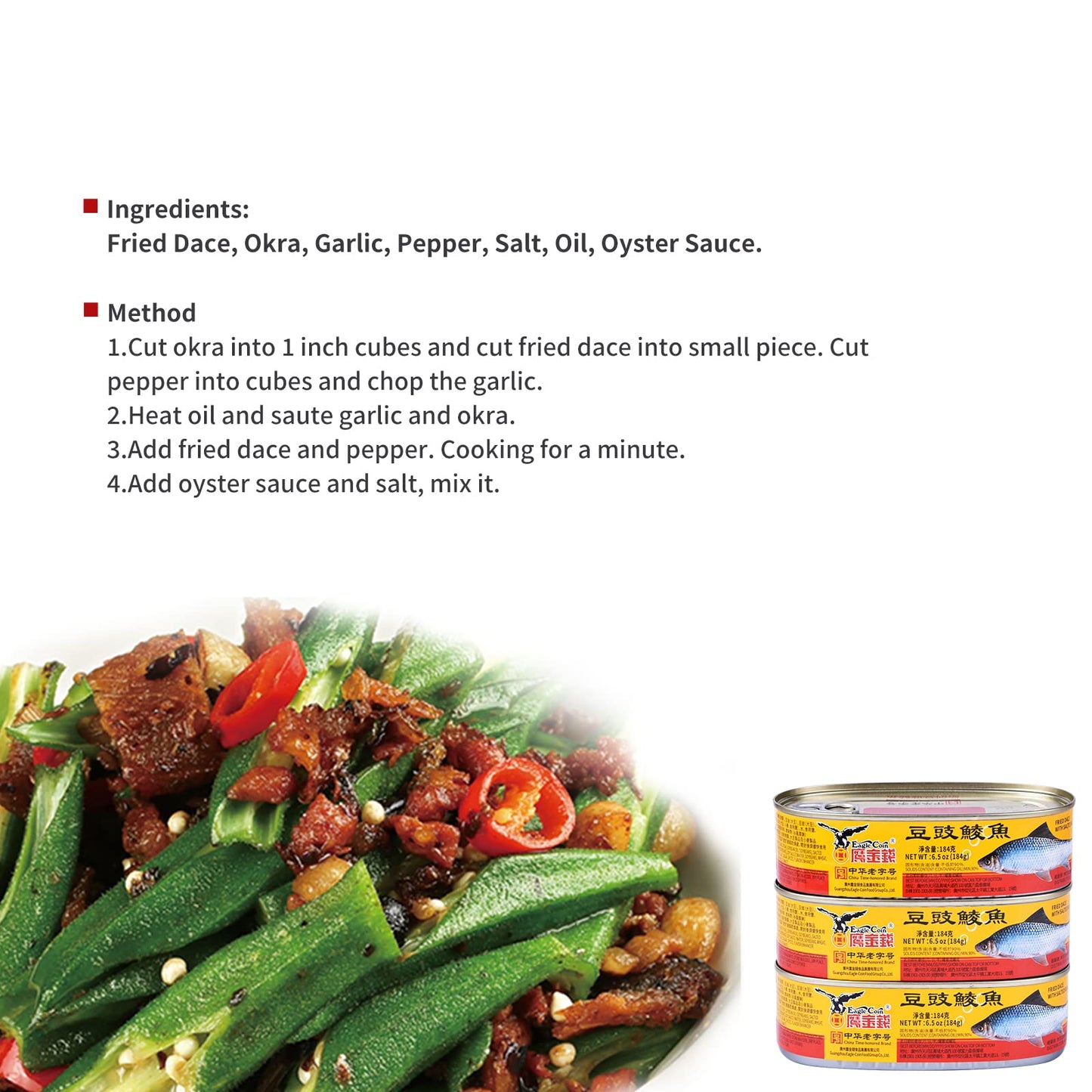 Eagle-Coin 6 Pack Dace (Fried & Whole) w/Salted Black Bean in Oil 6.5 oz