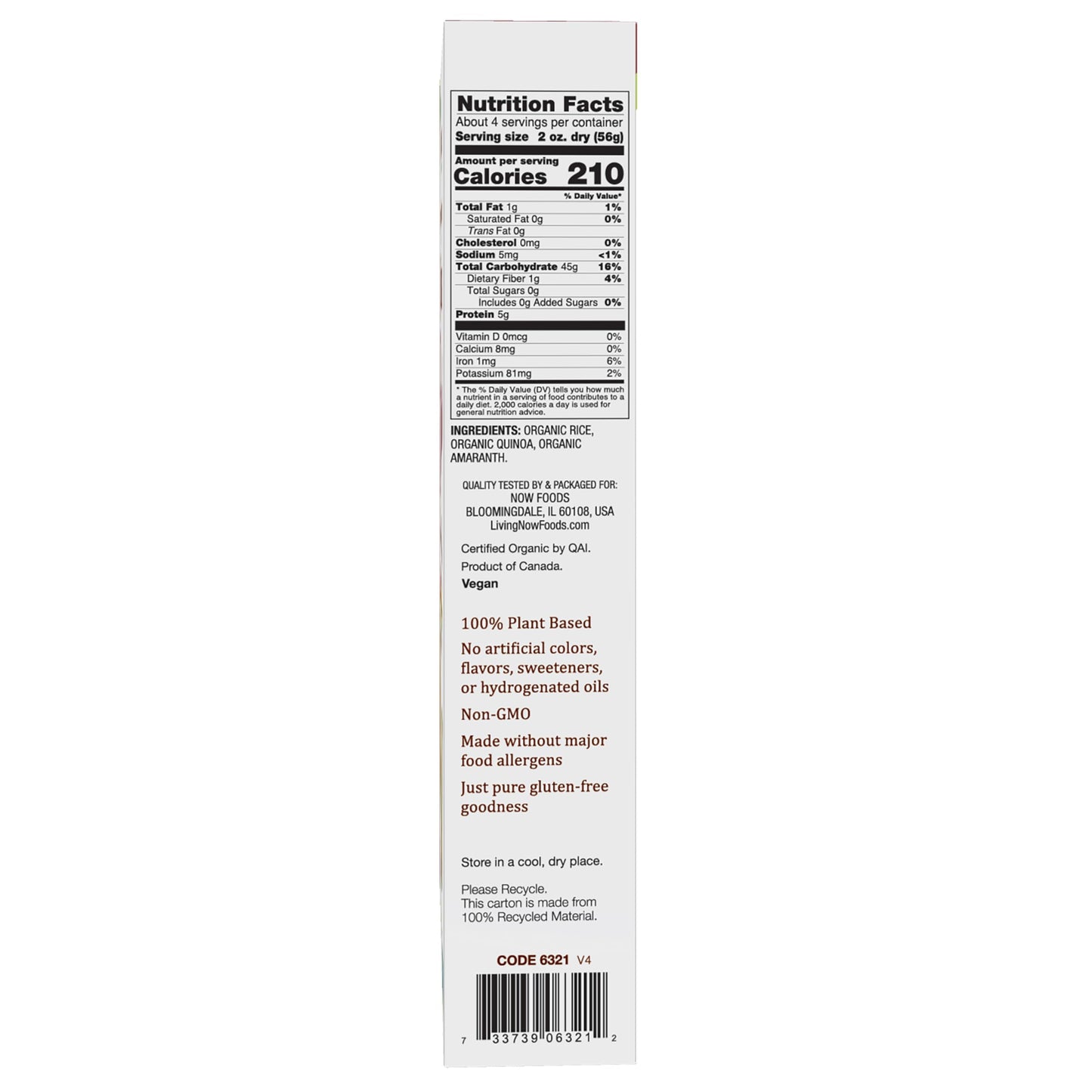 NOW Foods, Organic Quinoa Macaroni, Gluten-Free, Corn-Free, Non-GMO Elbow Pasta, 8-Ounce