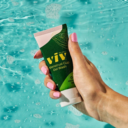 Viv for your V Premium Menstrual Cup & Disc Gel Wash, Gentle, Safe, Cleanser to Wash Reusable Silicone Period Cups & Discs, Free of Toxins, Parabens, and Fragrances, 2 fl. oz.