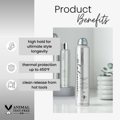 Kenra Platinum Heat Block Spray 22 | Heat Protecting Hairspray | High Hold For Ultimate Style Longevity | Clean Release From Hot Tools | All Hair Types