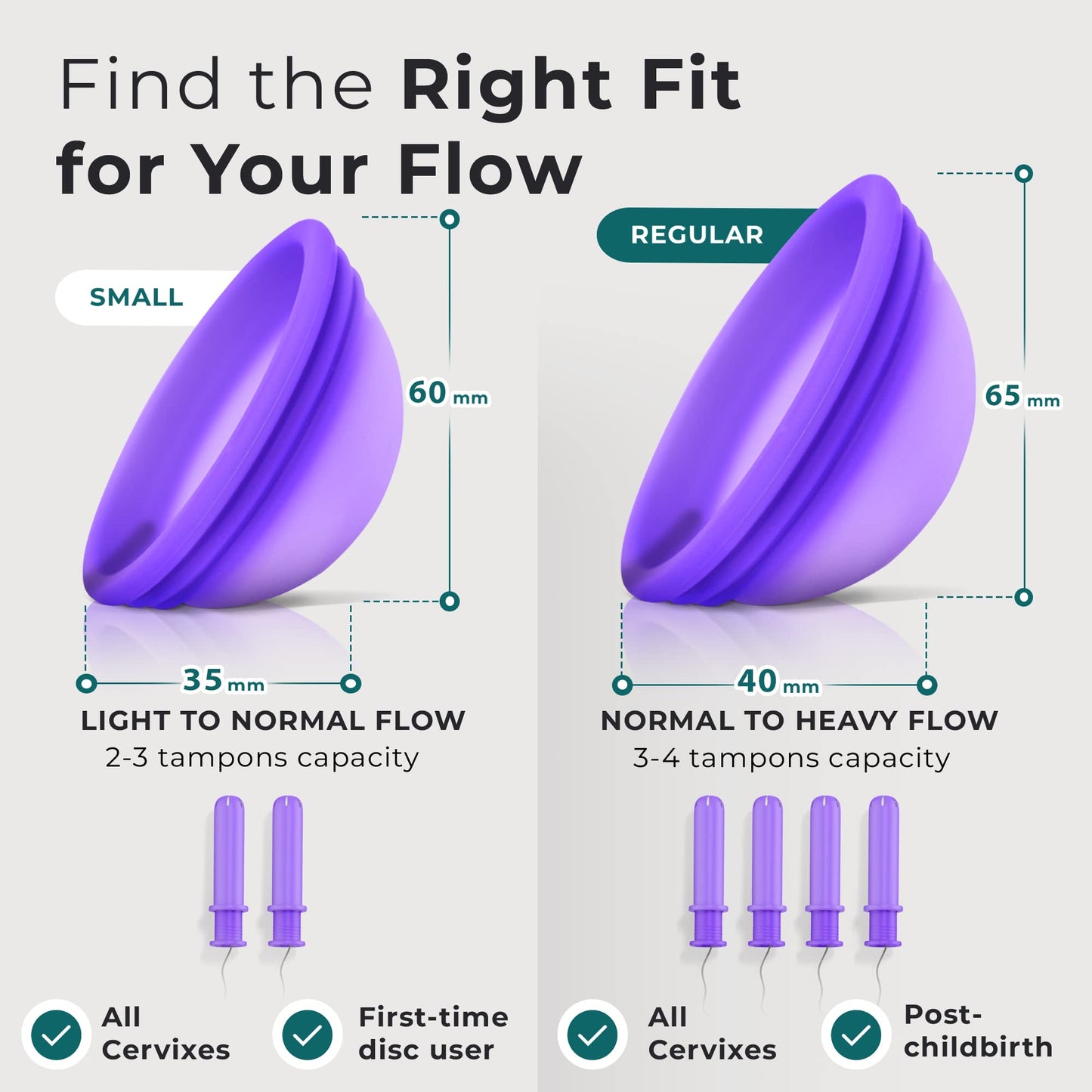 Reusable Menstrual Disc - Set of 2 Soft Period Discs for Women - Flexible, Leak-Proof, Medical-Grade Silicone Menstrual Cup for Comfortable, Eco-Friendly, Long-Lasting Protection (2 Large)
