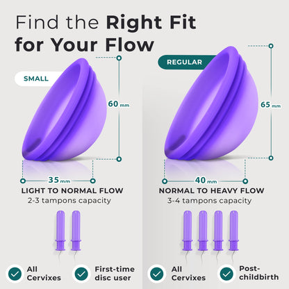 Reusable Menstrual Disc - Set of 2 Soft Period Discs for Women - Flexible, Leak-Proof, Medical-Grade Silicone Menstrual Cup for Comfortable, Eco-Friendly, Long-Lasting Protection (2 Large)