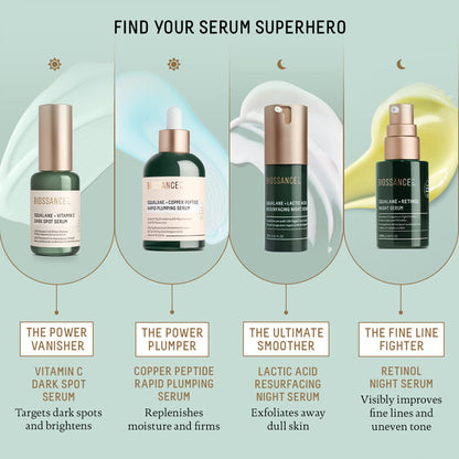 Biossance Squalane + Copper Peptide Rapid Plumping Serum - Face Serum for All Skin Types - Visibly Plumping + Firming Skin, Fine Lines + Wrinkles, Vegan Copper Peptides, Hyaluronic Acid