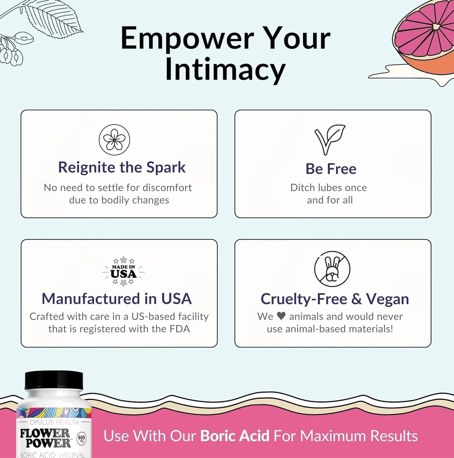 Flower Power Vaginal Moisture Support Gummies — Vaginal Dryness Supplement for Women | Powdered Slippery Elm Bark, Sugar Free, Blueberry Flavor | Supports Vaginal Wellness & Hydration | 60 Gummies