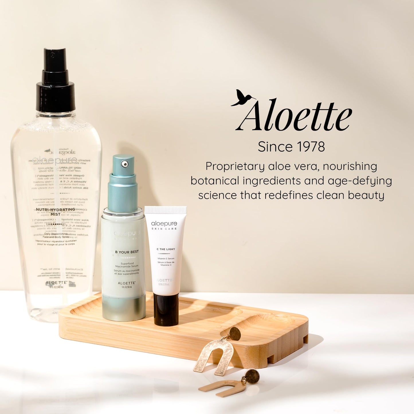 Aloette Nutri-Hydrating Mist After Sun Spray – Aloe Vera Facial & Body Mist with Silk Amino Acids, Vitamins A, E, C & B5 – Hydrating Face, Neck & Skin Spray for a Glowing Complexion – 8oz