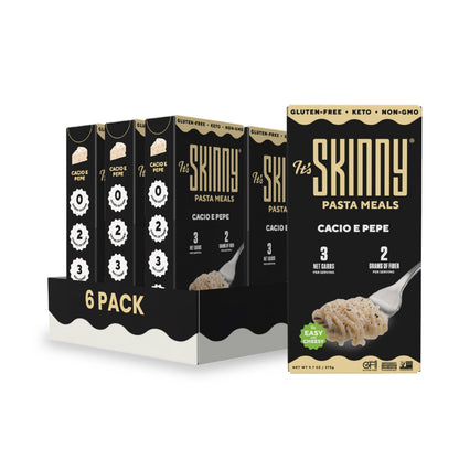 It’s Skinny Cacio e Pepe – Low Carb Pasta, Gluten Free, Non-GMO, Keto-Friendly, Only 3 Net Carbs & 2g of Fiber per Serving, with Organic Parmesan and Pecorino Romano Cheese Sauce, Ready in 5 Minutes (6 Packs)