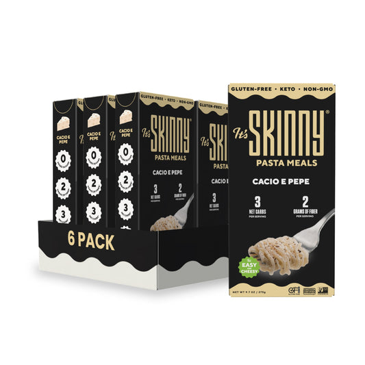 It’s Skinny Cacio e Pepe – Low Carb Pasta, Gluten Free, Non-GMO, Keto-Friendly, Only 3 Net Carbs & 2g of Fiber per Serving, with Organic Parmesan and Pecorino Romano Cheese Sauce, Ready in 5 Minutes (6 Packs)