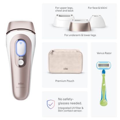 Braun Smart IPL, Skin i·Expert Pro 7, VOGUE's Best Hair Removal Device, IPL Hair Removal for Women and Men, Permanent Laser Hair Reduction At-Home, World's 1st Smart App, 3 Heads, IPL7243