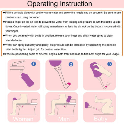 Wolfbeam Portable Hand-held Vulva and Anus Cleaner and Personal Health Vaginal Washing Container, Travel Urinal Spray Scrubber for Personal Hygiene (PG 2INQ 450ML)