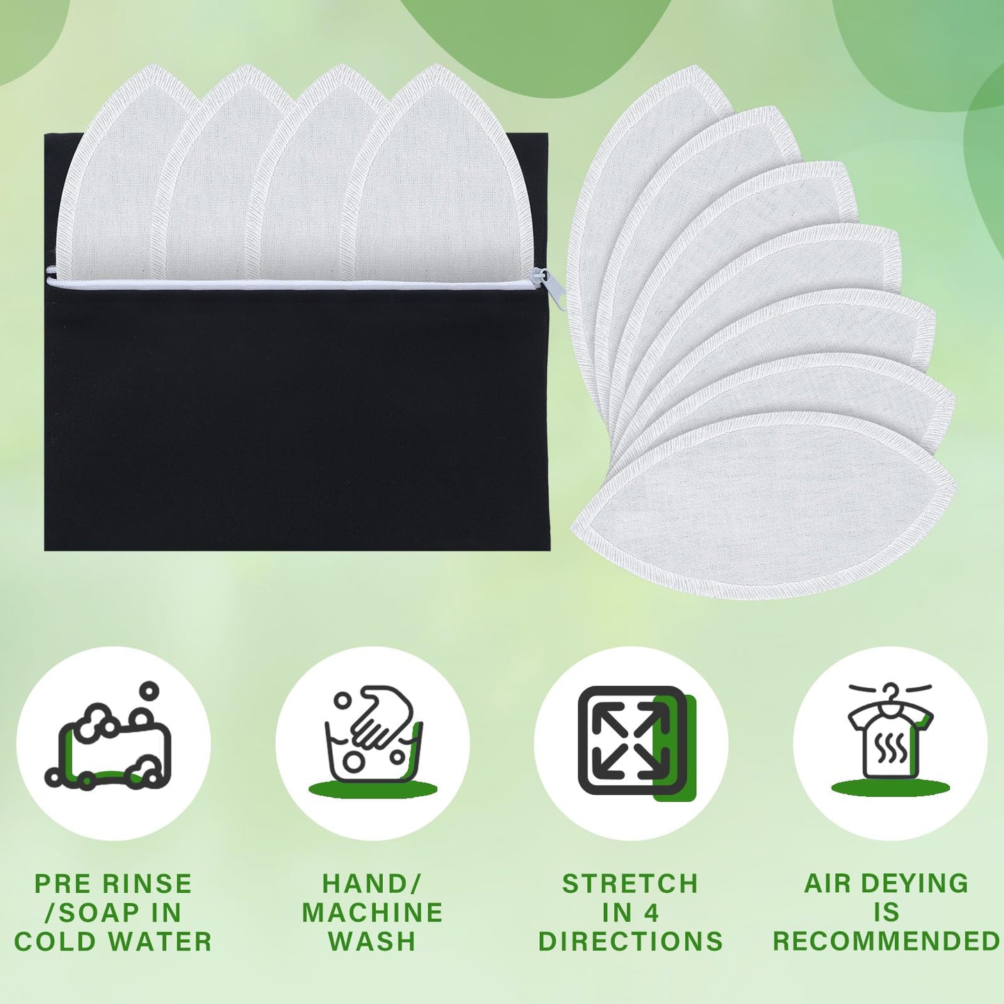 Hoolerry 16 Pcs Interlabial Pads with Wet Bag Reusable Menstrual Pads Soft Cotton Washable Period Pads Reusable Sanitary Pads for Women