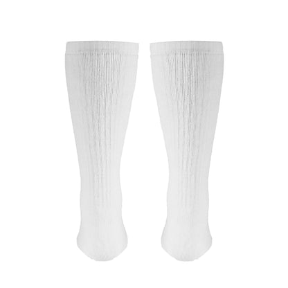 NuVein 8-15 mmHg Medical Compression Socks, Mid Calf Crew Length, Padded Cushion Foot, White, Medium