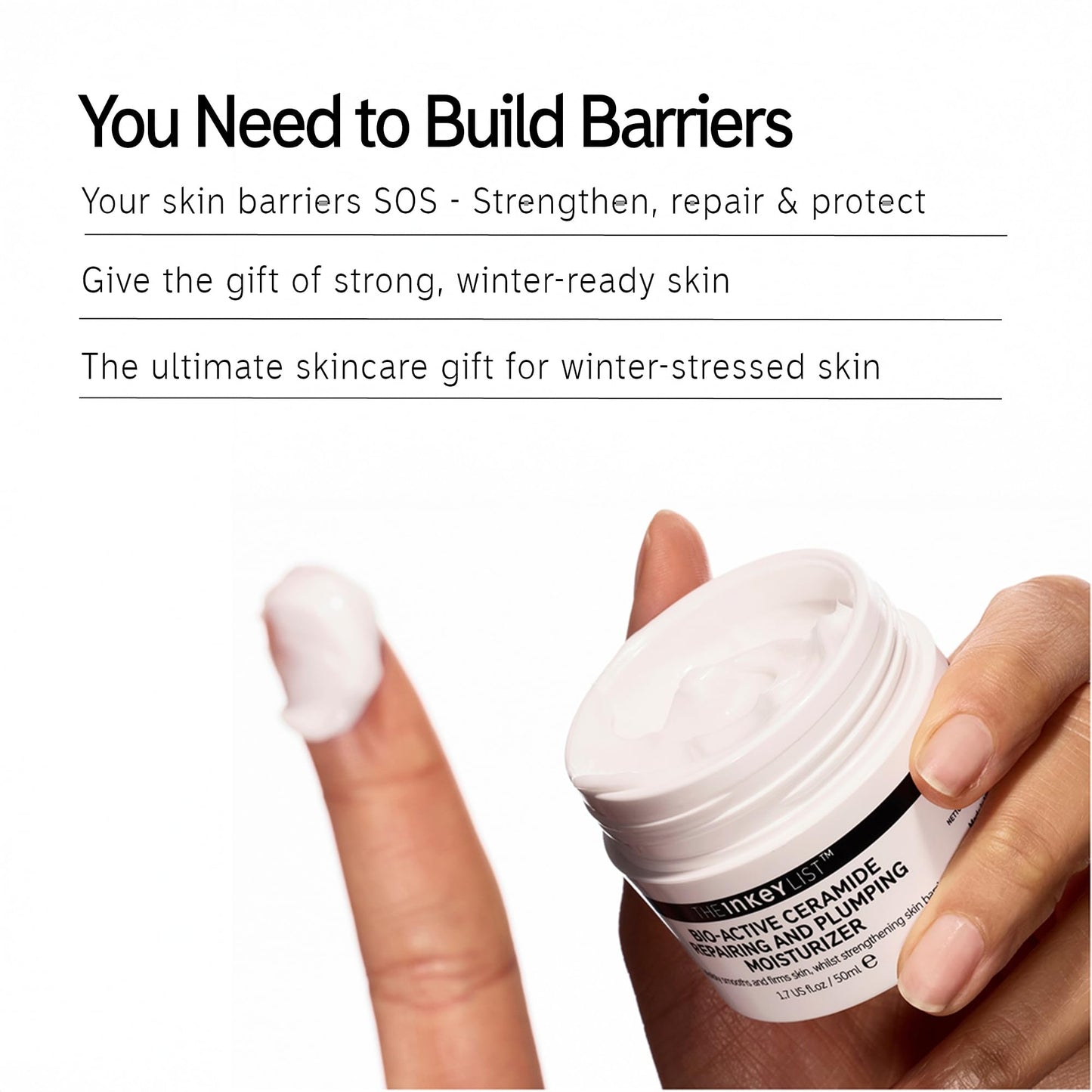 The INKEY List You Need to Build Barriers Skincare Gift Set, Oat Cleansing Balm + Ectoin Hydro-Barrier Serum + Bio-Active Ceramide Moisturiser, Strengthen Skin, Helps Dry Skin, Washbag Included