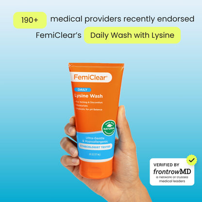 FemiClear® Ultra-Gentle Feminine Wash – Made with Lysine & Lemon Balm for Feminine Hygiene, Essentials for Vaginal Health (6FL oz)