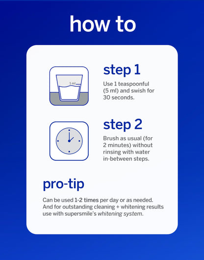 Supersmile Whitening Pre-Rinse - Clinically Formulated Pre-Brush Dental Mouthwash, Cleans and Whitens Teeth in Hard-to-Reach Places - Fresh Breath - Anti-Germicidal - Alcohol-Free (16 Fl Oz)