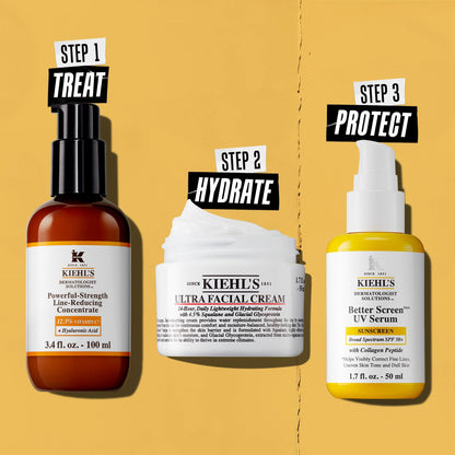 Kiehl's Powerful-Strength 12.5% Vitamin C Serum, Line-Reducing Concentrate for Face, Boosts Radiance & Firmness, Smooths & Plumps Skin, with Hyaluronic Acid, Dermatologist-Tested, Paraben-free