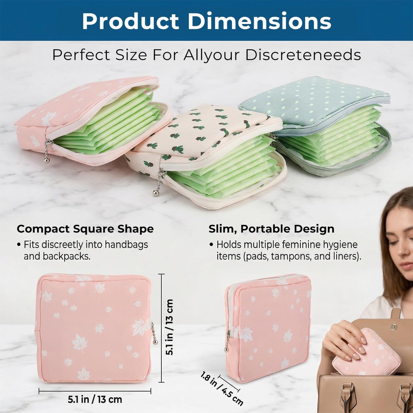 3Pcs Sanitary Napkin Storage Bag, Small Menstrual Period Bag Period Pouch Waterproof, Tampon Organizer Pouch Tampon Pad Holder for Purse, Pad Bags Feminine Care First Periods