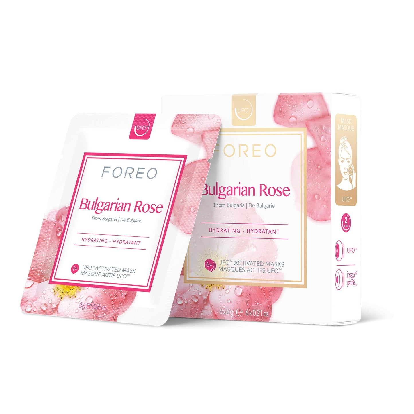 FOREO UFO Activated Mask Treatment for Anti-Aging, Bulgarian Rose, 0.21 Ounce (Pack of 6)