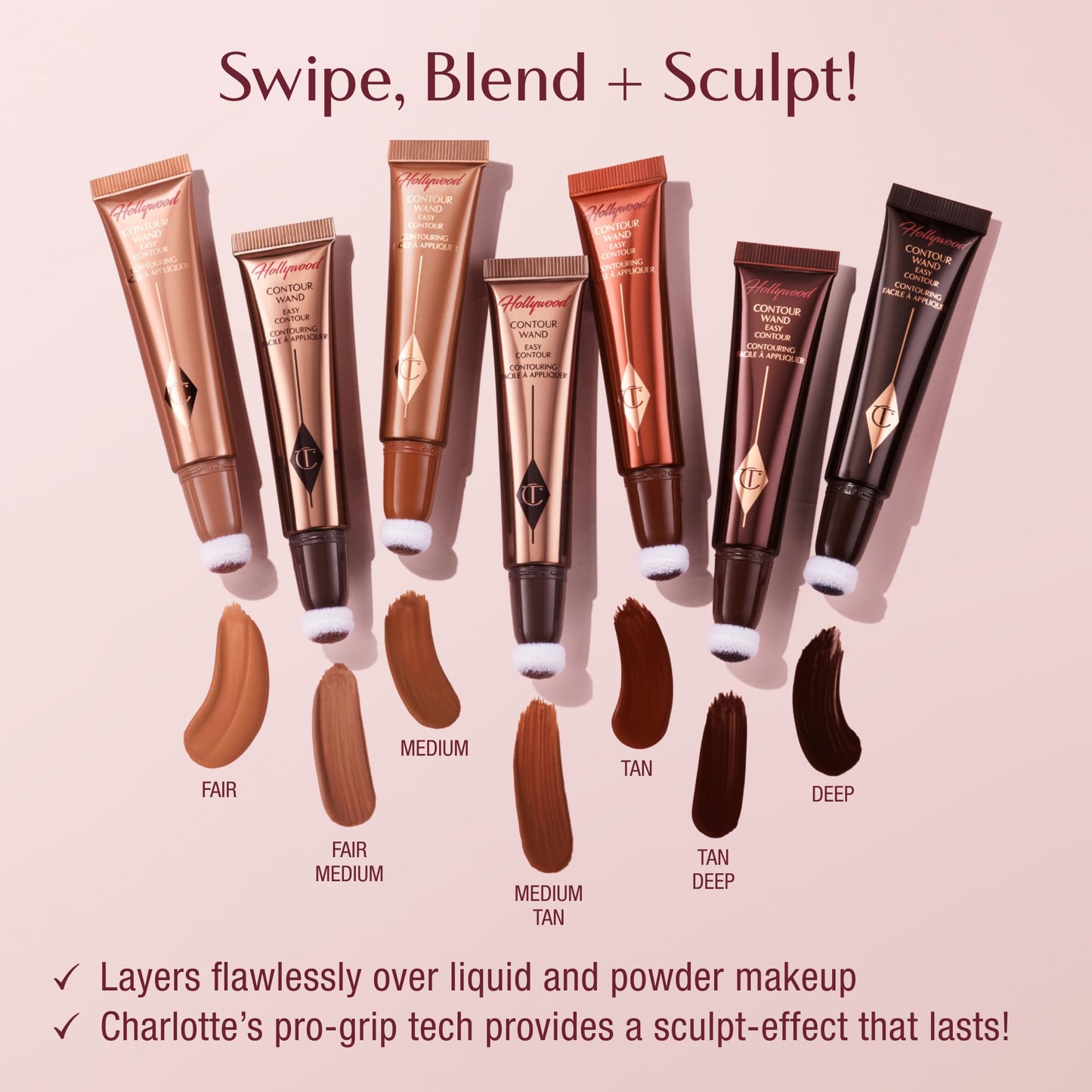 Charlotte Tilbury Hollywood Liquid Contour Wand - Easy-to-Use Contour Stick & Liquid Bronzer for Sculpting & Shaping - Leaves a Natural-Looking Sculpted Finish
