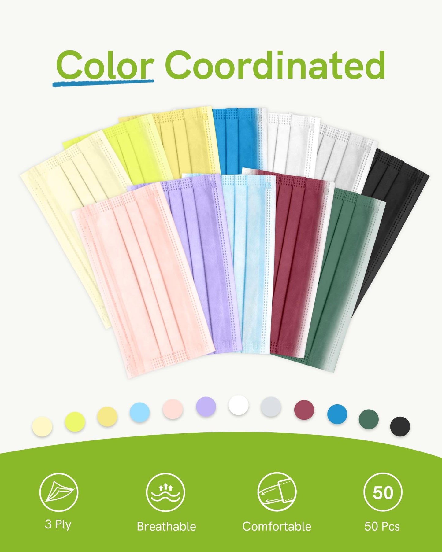 FriCARE Disposable Face Masks, 3-Ply ASTM Level 3 Medical Grade, Breathable & Comfortable for Adult Daily Work/Sun Protection, 50 Pack Blue