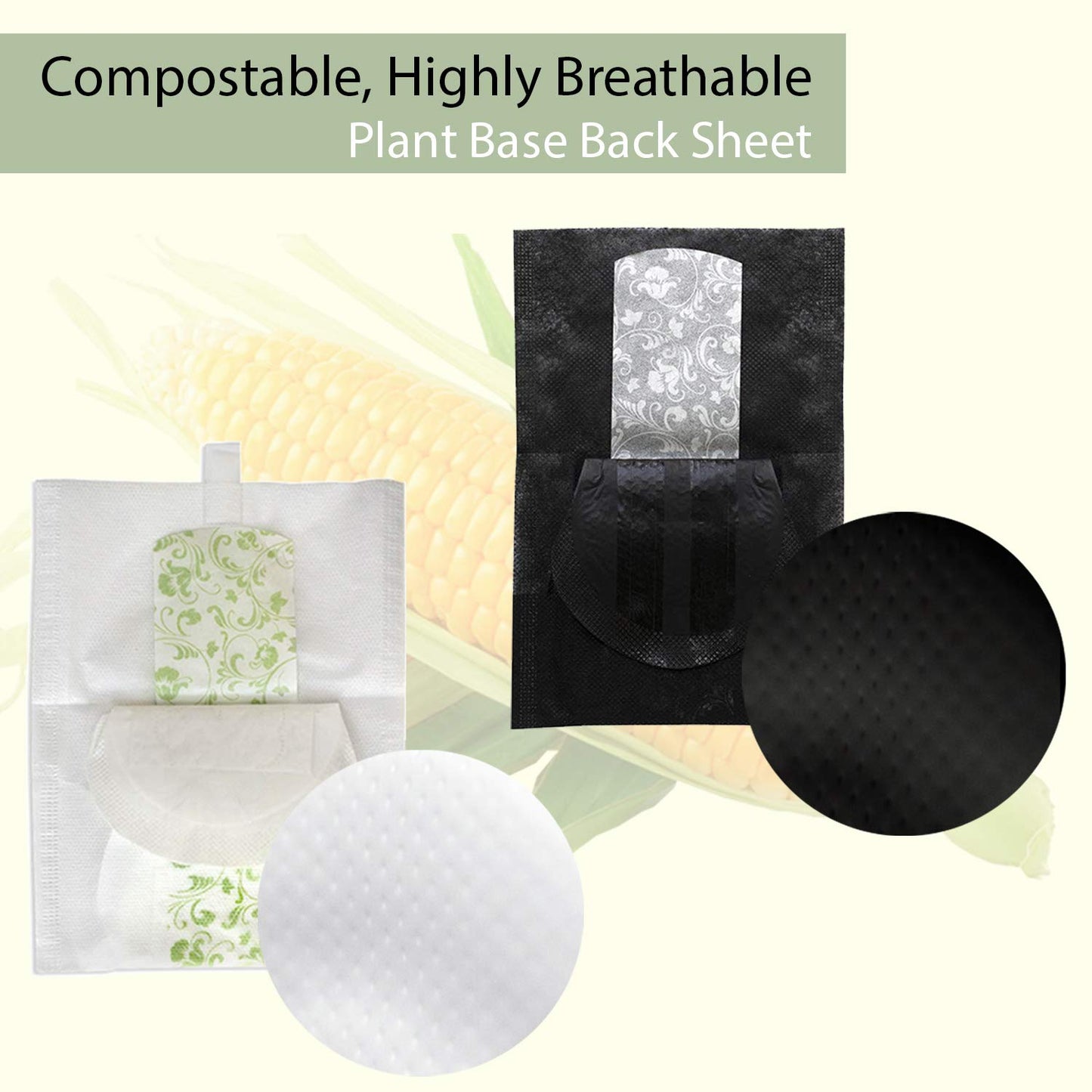 ~ COMPOSTABLE ~ Natural Bamboo Charcoal (PANTYLINER- 3 Pack Total 60 Liners)